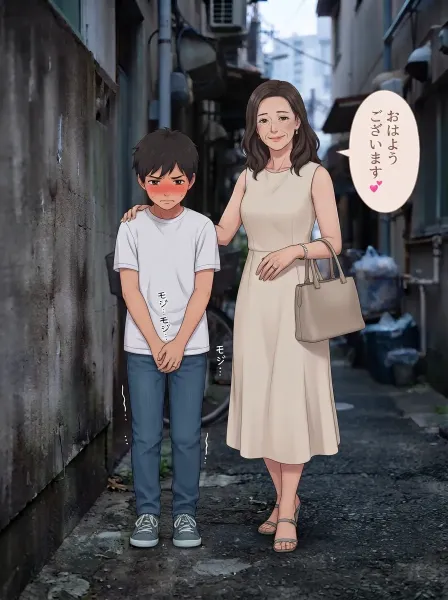 路地裏の女性と少年