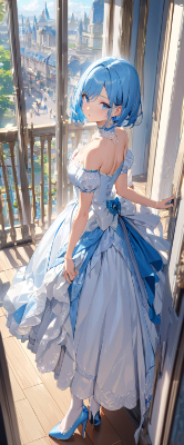 バルコニーの青髪さん
