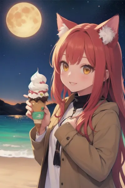 月夜のビーチで甘いひと時