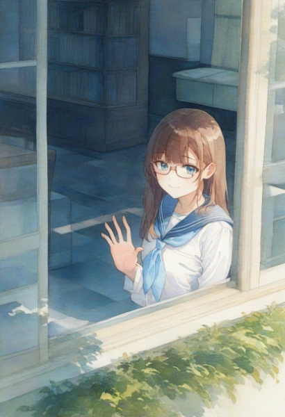 手を振る女の子