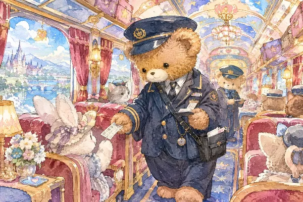 クマ鉄道、車内検札風景