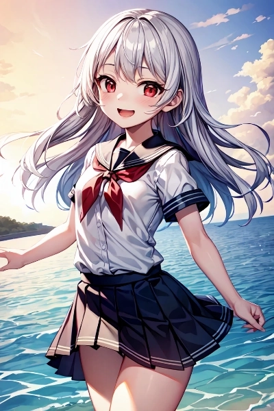 笑顔が素敵な制服美少女