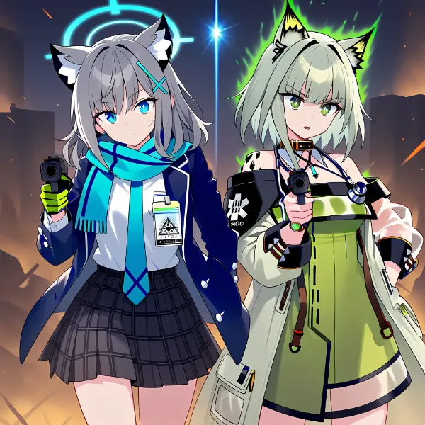 ケルシー先生の撃ち方を真似するシロコ