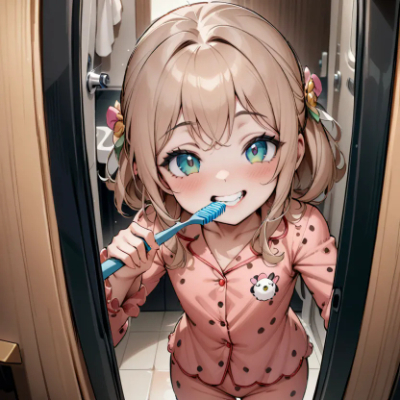 笑顔で歯磨き
