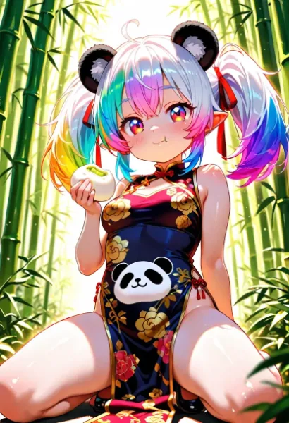 12枚）パンダ娘と中華まん
