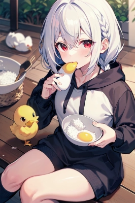 ひよこの前で・・・