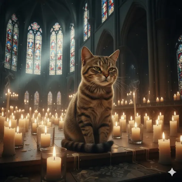 教会の守護猫と蝋燭の秘密
