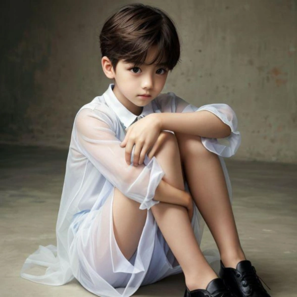 体育座りするショタ2