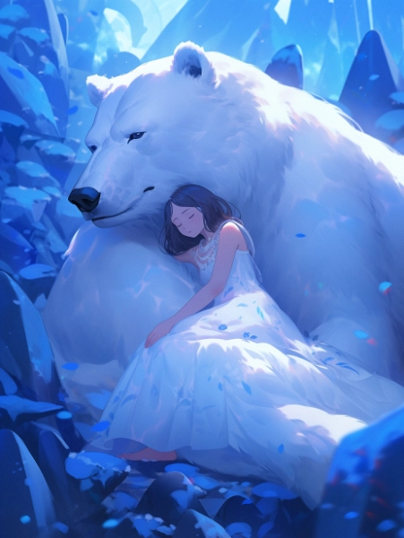 No.638 氷山のシロクマと女の子