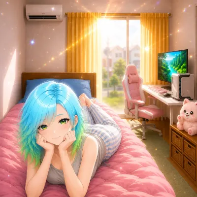 朝の光の中で微笑む少女