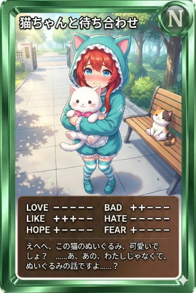 朝カード「猫ちゃんと待ち合わせ」