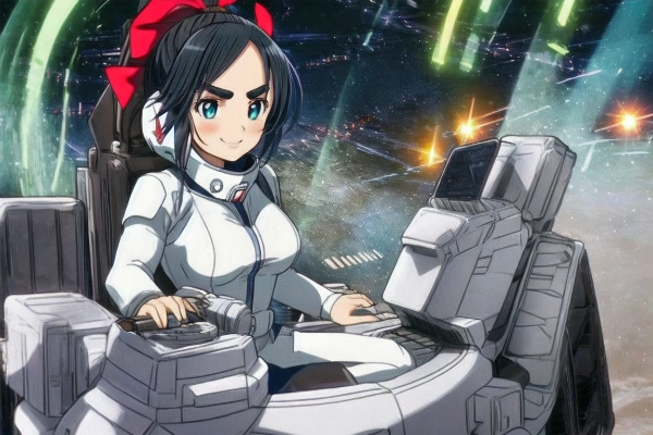 コクピットで何かを操縦する子