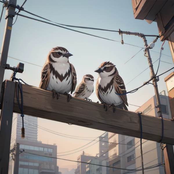 電線と雀