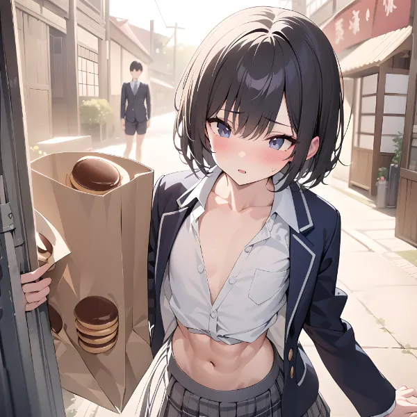 女子生徒とどら焼きの誘惑