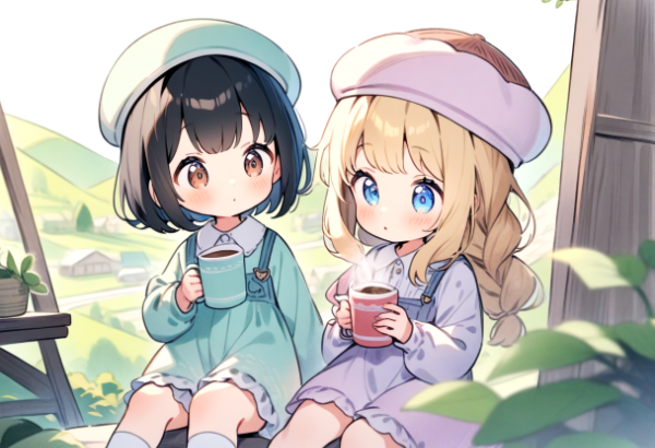 黒髪＆ブロンド・ココアを飲んだ