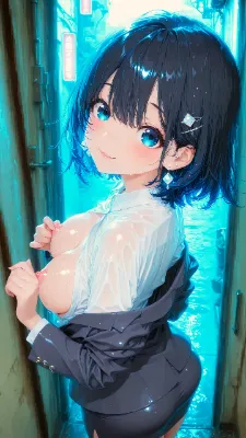 外回り営業で直帰となり。　「ちょっと狭いけど、ここなら誰も来ないよ🩵」