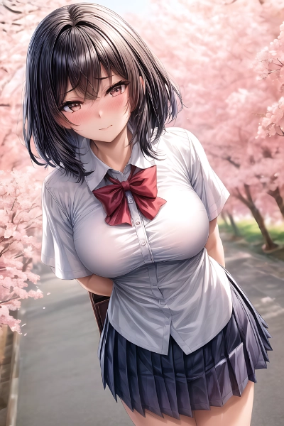 桜の木の下の女の子