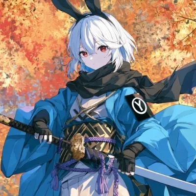 紅葉舞う森に立つ上司