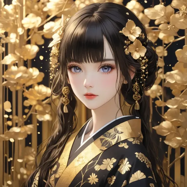 黄金の花に咲く美女