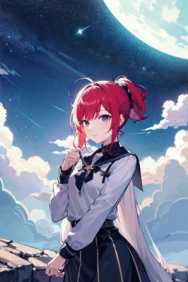赤い髪の学生ちゃん
