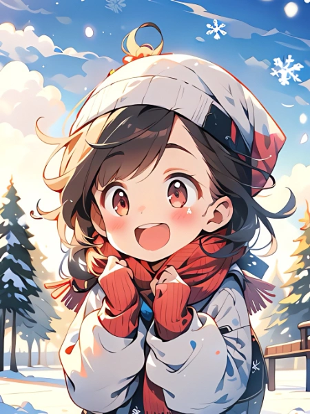 うひゃー！雪だー！