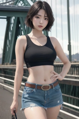 橋の上で