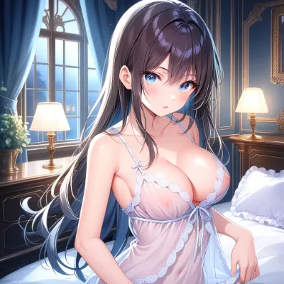 朝の光に包まれた美女