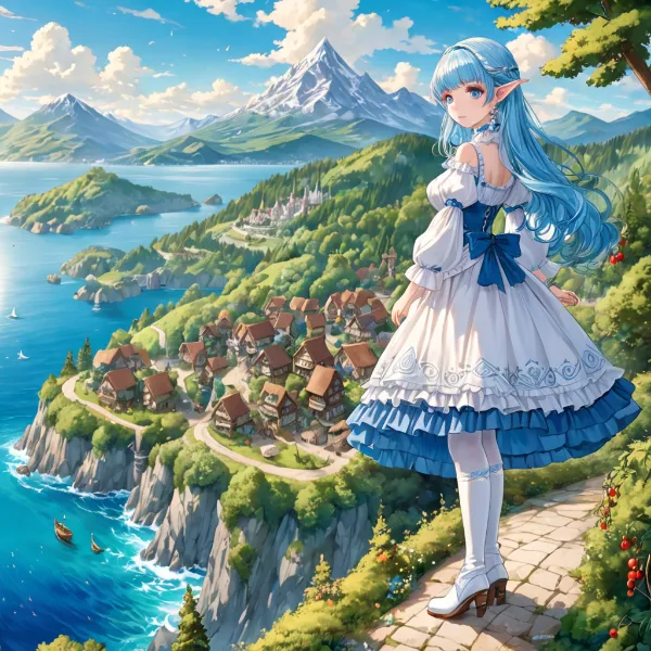 青髪のエルフと湖畔の秘密の村