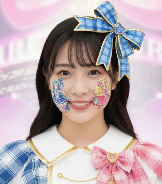 頬にアニメキャラ