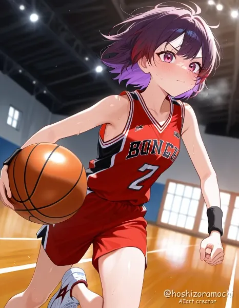 夕暮れのバスケットコート・真琴 / Makoto on the basketball court at dusk
