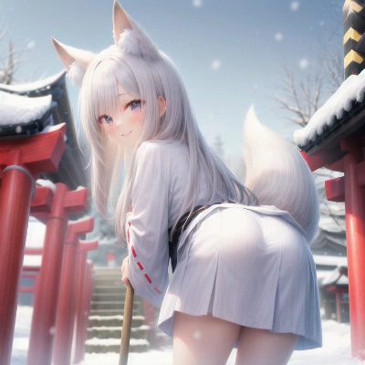 お掃除中の銀狐です.ᐟ.ᐟ