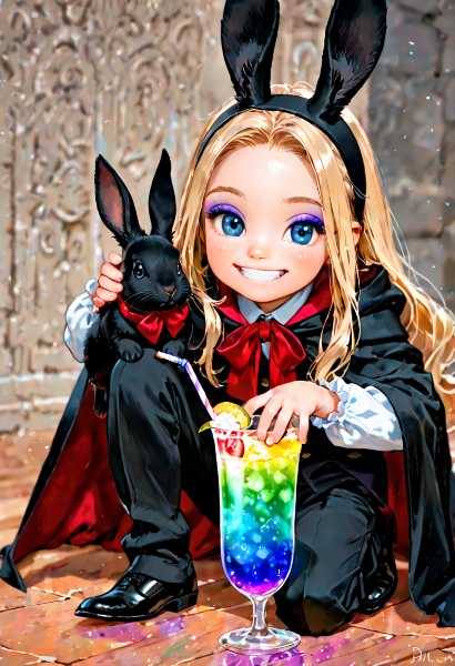 虹色の飲み物と怪盗ブラックラビット