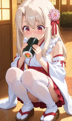 恵方巻を食べるイリヤちゃん