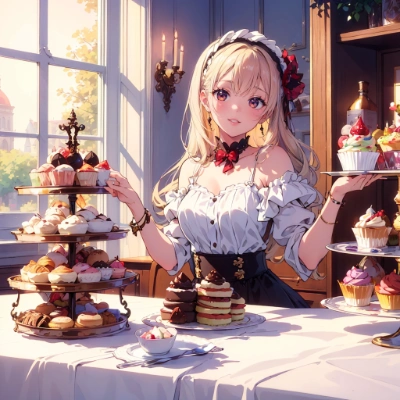 スイーツに囲まれて