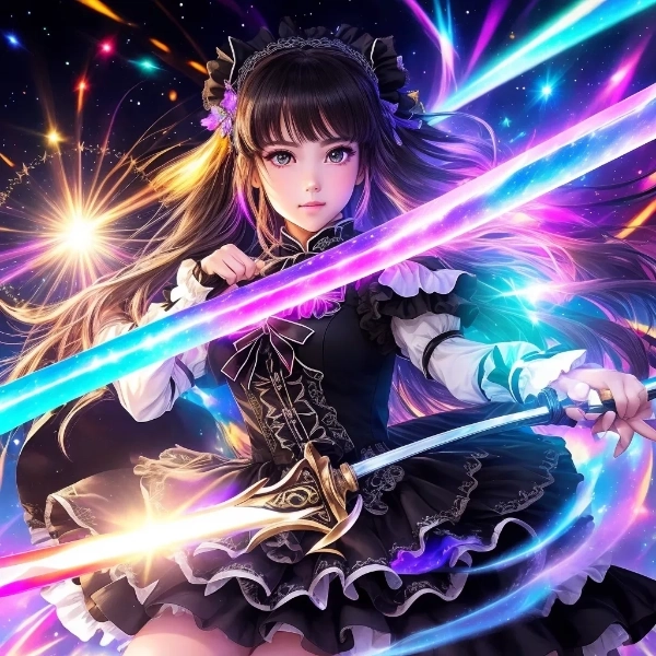 剣を構える黒メイド