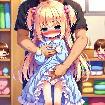 体を触られる金髪少女