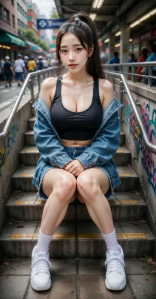 街角の美女