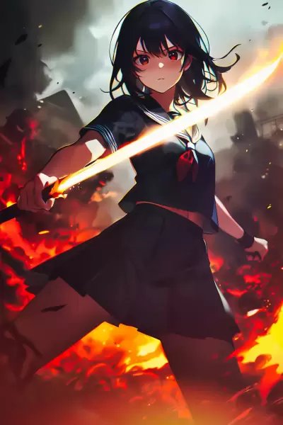 心を燃やす黒セーラー女子