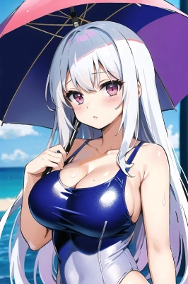 水着で
