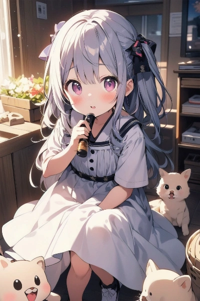 犬に囲まれた少女