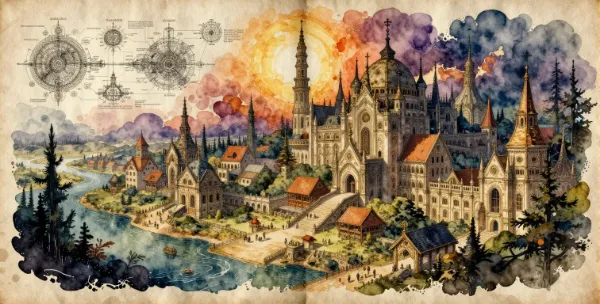 夕陽に輝く幻想の城郭