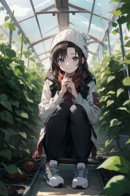 収穫中