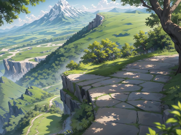 TRPG用背景素材　景色の良い山道