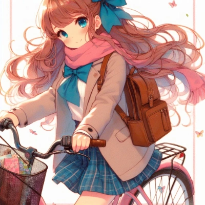 女子と自転車