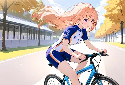 秋風を切って駆ける自転車少女