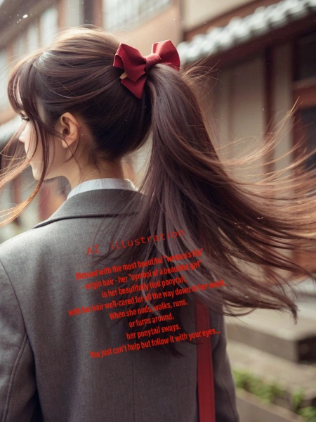 ポニーテール美少女の揺れる髪