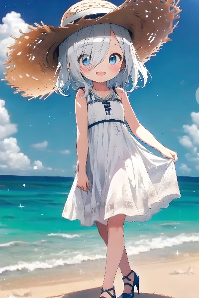 砂浜にハイヒール