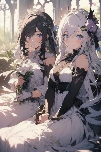 リラとリス(ムラサキハシドイとユリの少女)