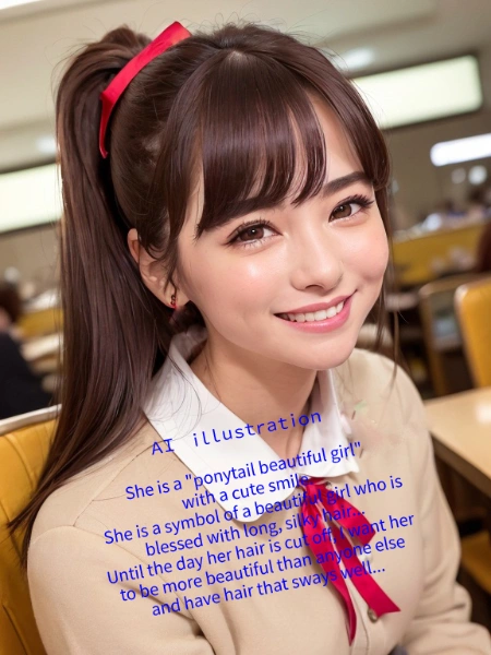 笑顔のポニーテール美少女