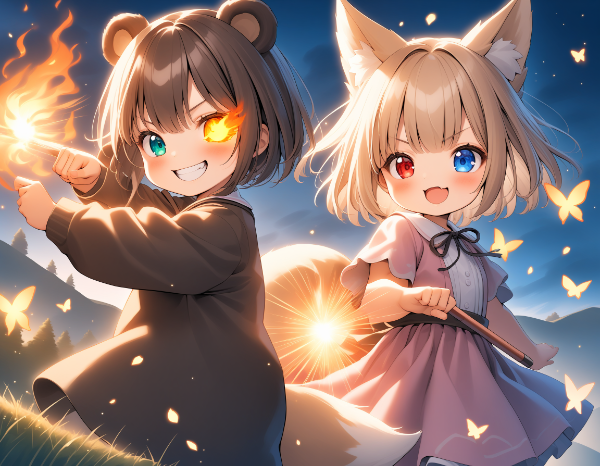 コン子とポン子・ごっこ遊び